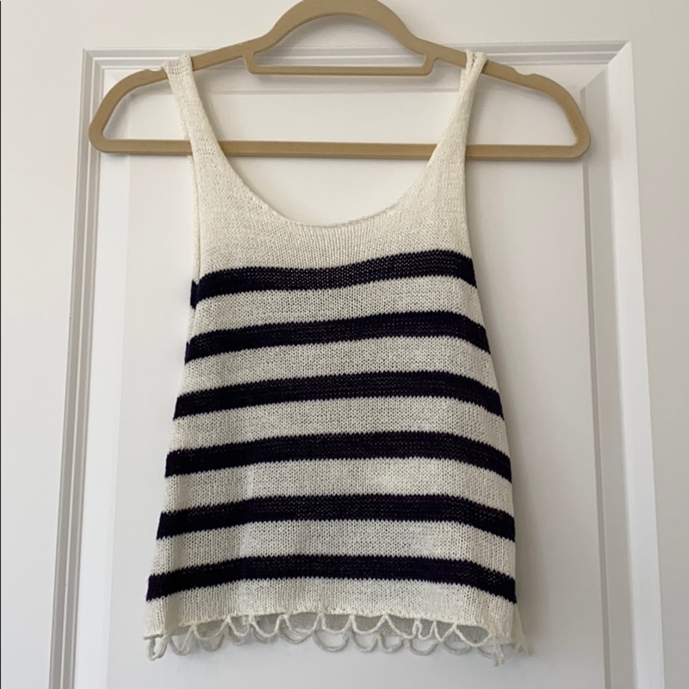 Navy blue and Strip tank